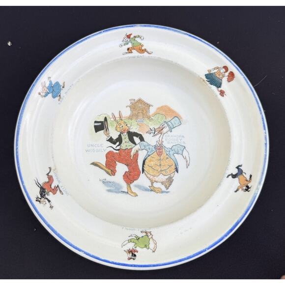 Antique 1924 Uncle Wiggly Grandpa Goosey Gander Sebring Pottery Co 8.5” Bowl - Picture 1 of 8